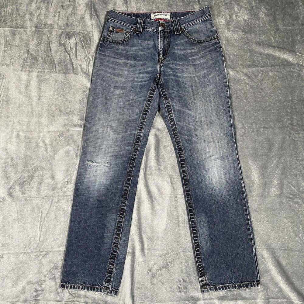 Alberto Modern Fit Dave Tinted Cross Jeans Mens 32x32 Blue Medium Wash Straight